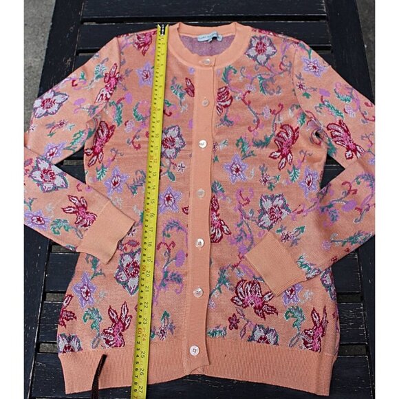 Mary Katrantzou - Button Front Floral Cardigan in a Silk Cashmere Blend, Med - Picture 6 of 12